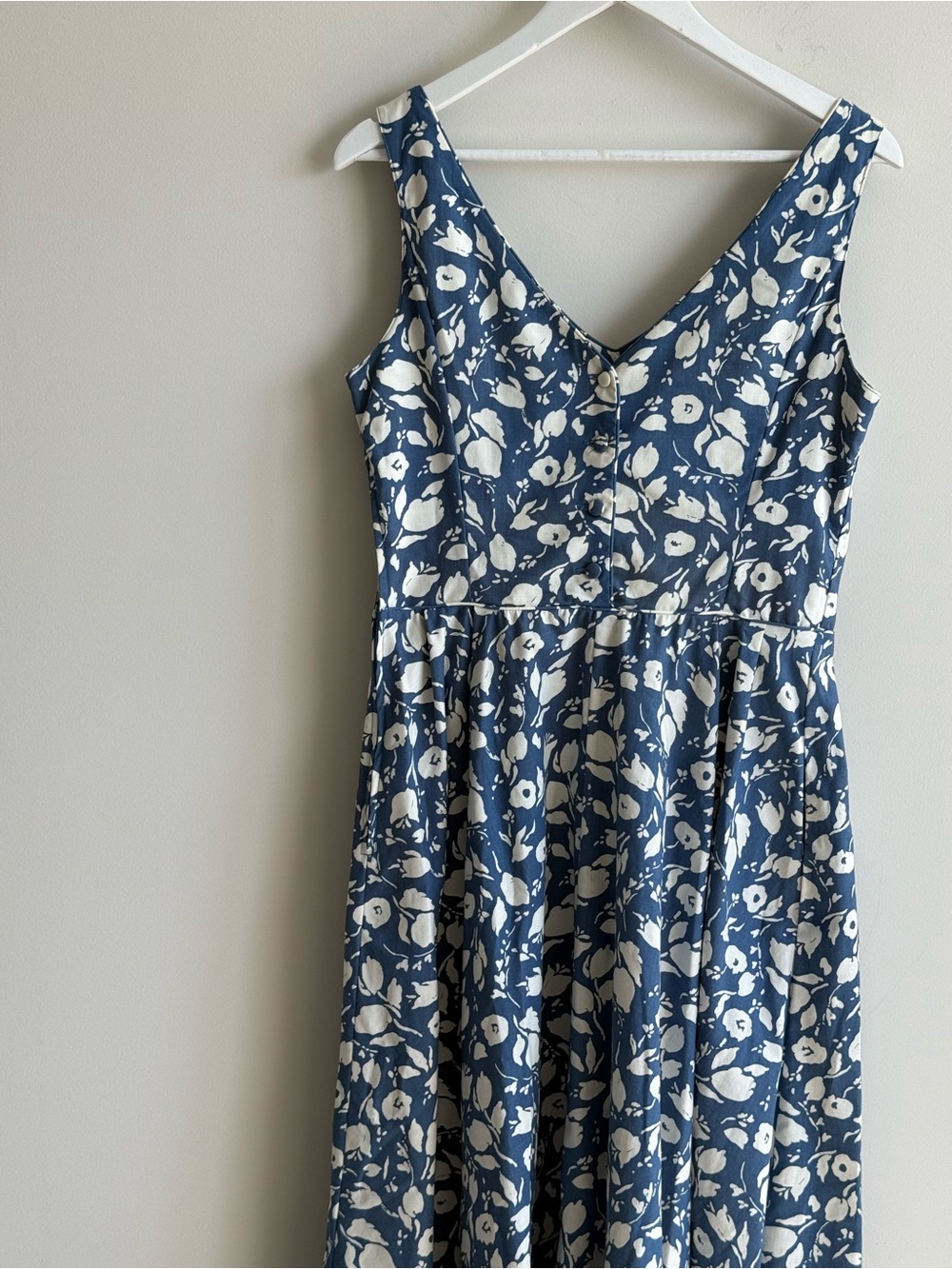 Vintage Laura Ashley blue floral 100% cotton made in Great Britain dress US 12 - Picture 2 of 9
